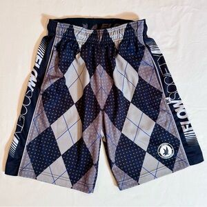 Flow Society Argyle Attack Lacrosse Shorts Boys Medium Black Silver Argyle Lax